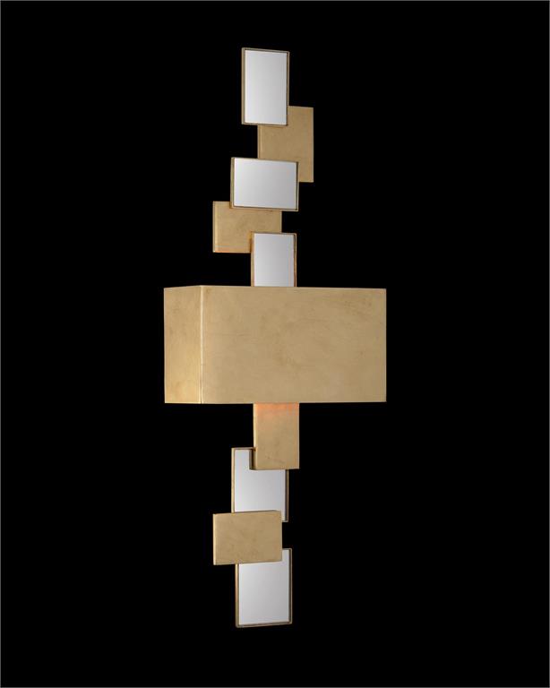Бра John-Richard Rectangles of Mirror and Antique Gold-Leaf Wall Sconce