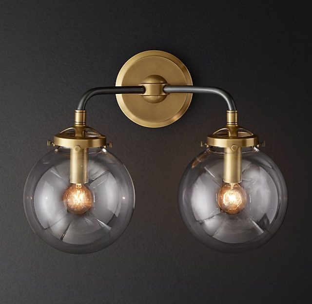 Бра Restoration Hardware BISTRO GLOBE CLEAR GLASS DOUBLE
