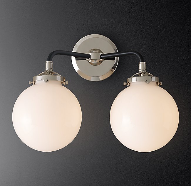 Бра Restoration Hardware BISTRO GLOBE CLEAR GLASS DOUBLE