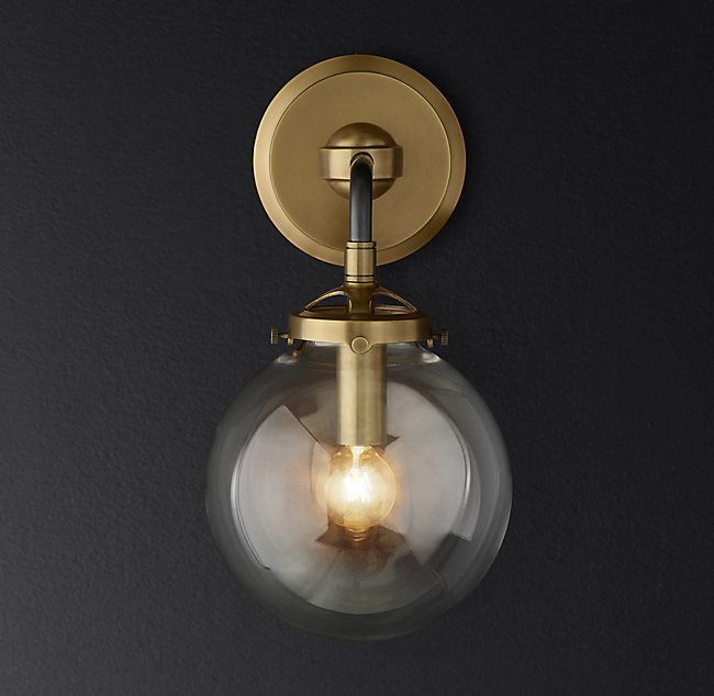 Бра Restoration Hardware BISTRO GLOBE CLEAR GLASS SINGLE