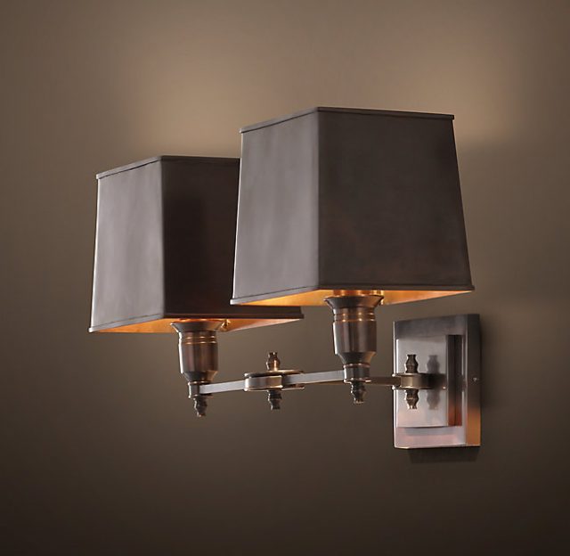 Бра Restoration Hardware CLARIDGE DOUBLE METAL