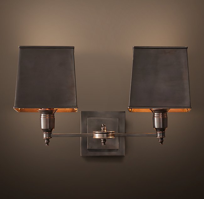 Бра Restoration Hardware CLARIDGE DOUBLE METAL