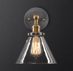Бра Restoration Hardware FACTORY FILAMENT SMOKE GLASS FUNNEL
