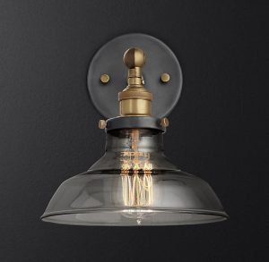 Бра Restoration Hardware FILAMENT SMOKE GLASS BARN