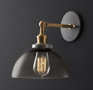 Бра Restoration Hardware FILAMENT SMOKE GLASS DOME
