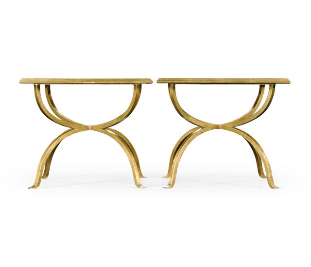 Коктейльный стол Jonathan Charles Eglomise & Gilded Iron Set of Two Coffee Table