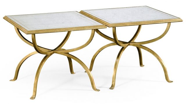 Коктейльный стол Jonathan Charles Eglomise & Gilded Iron Set of Two Coffee Table