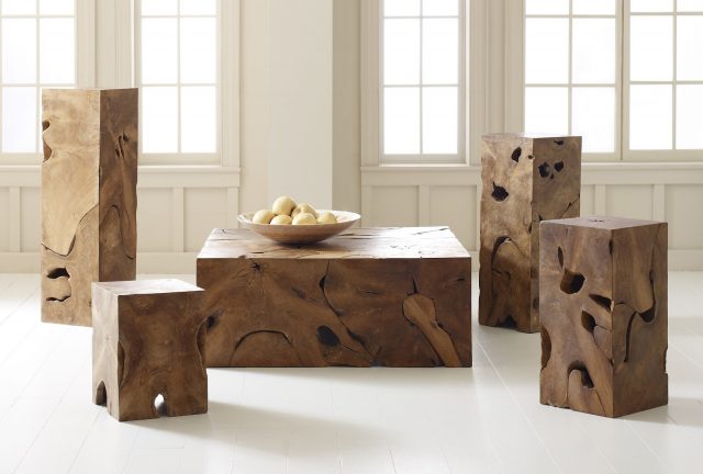 Коктейльный стол Phillips Collection Teak Slice Rectangular Coffee Table