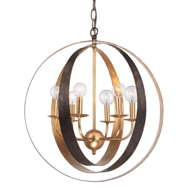 Люстра Crystorama LUNA 6 LIGHT BRONZE & GOLD