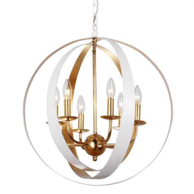 Люстра Crystorama LUNA 6 LIGHT WHITE & GOLD