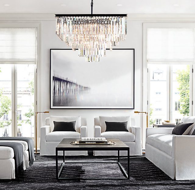 Люстра Restoration Hardware ODEON 1920S CLEAR GLASS FRINGE SQUARE