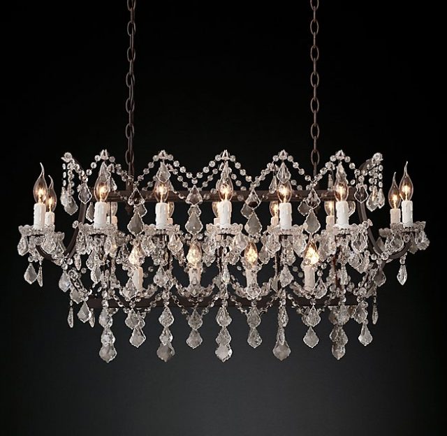 Люстра Restoration Hardware ROCOCO IRON & CLEAR CRYSTAL RECT 19TH C.