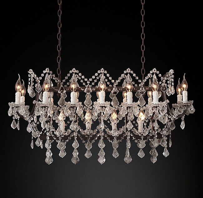 Люстра Restoration Hardware ROCOCO IRON & CLEAR CRYSTAL RECT 19TH C.
