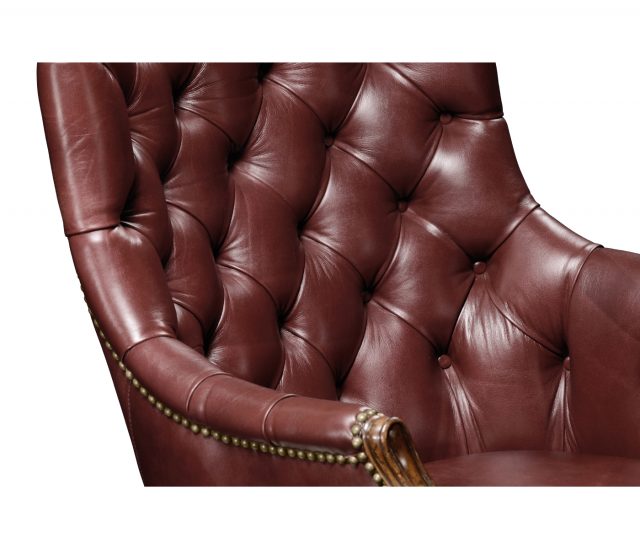Офисное кресло Jonathan Charles Chesterfield Style High Back Mahogany Office Chair