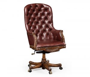 Офисное кресло Jonathan Charles Chesterfield Style High Back Mahogany Office Chair
