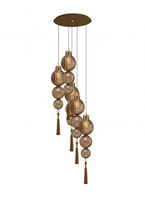 Люстра HEATHFIELD&Co MEDINA ROUND 5 LIGHT ANTIQUE BRASS