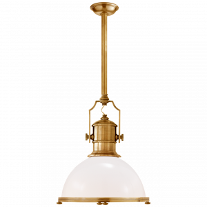 Люстра Visual Comfort Country Industrial Large Pendant Antique Brass/Glass