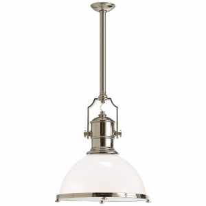Люстра Visual Comfort Country Industrial Large Pendant Polished Nickel/Glass
