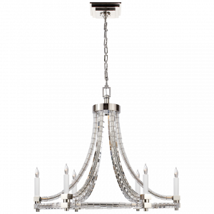 Люстра Visual Comfort Crystal Cube Round Flatline Chandelier Polished Nickel