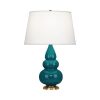Настольная лампа Robert Abbey Triple Gourd 16" Table Lamp Peacock/Antique Brass