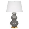 Настольная лампа Robert Abbey Triple Gourd 20" Table Lamp Smokey Taupe/Antique Brass