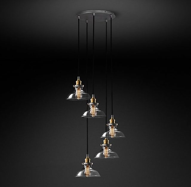 Подвесная люстра Restoration Hardware CLEAR GLASS BARN ROUND PENDANT 20TH C. 68070513