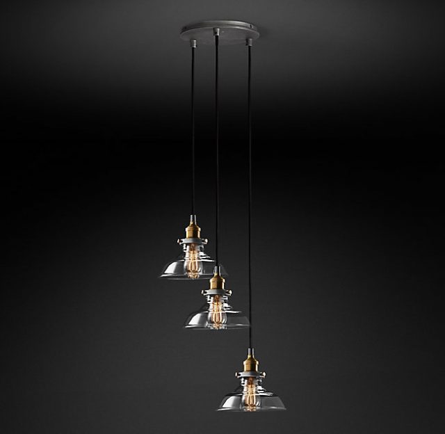 Подвесная люстра Restoration Hardware CLEAR GLASS BARN ROUND PENDANT 20TH C. 68070513