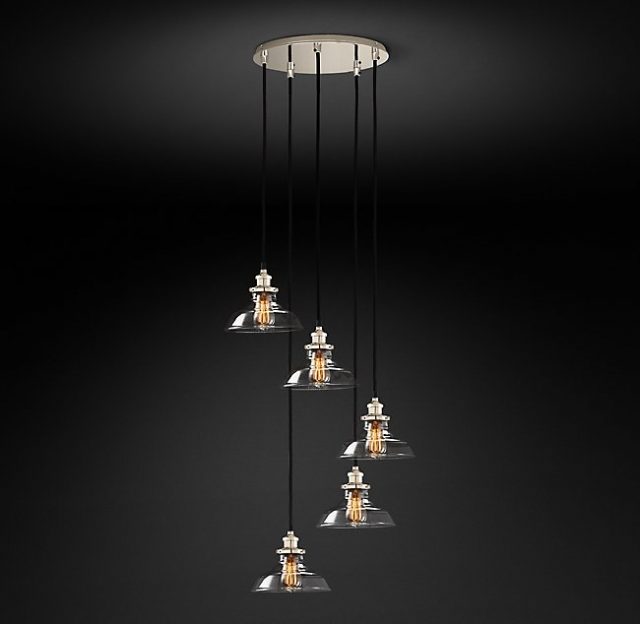 Подвесная люстра Restoration Hardware CLEAR GLASS BARN ROUND PENDANT 20TH C. 68070513