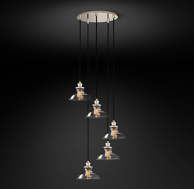 Подвесная люстра Restoration Hardware CLEAR GLASS BARN ROUND PENDANT 20TH C. 68070513