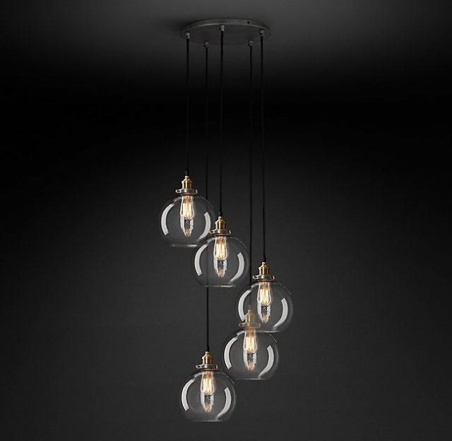 Подвесная люстра Restoration Hardware CLEAR GLASS CAFÉ ROUND 20TH C. 68070537