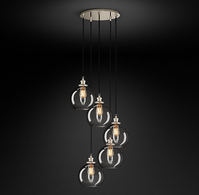 Подвесная люстра Restoration Hardware CLEAR GLASS CAFÉ ROUND 20TH C. 68070537