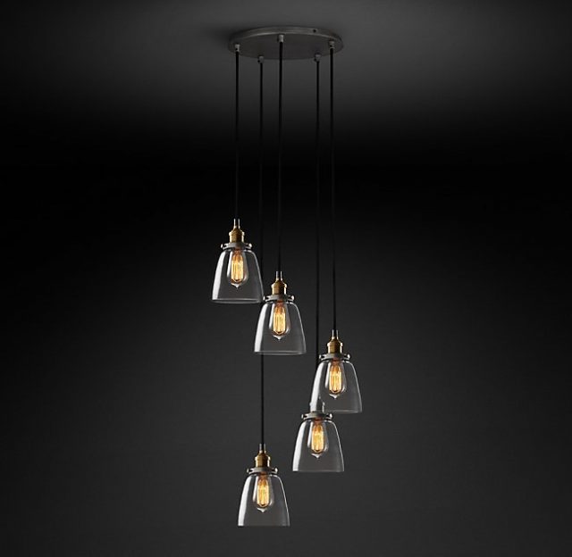 Подвесная люстра Restoration Hardware FACT CLEAR GLASS CLOCHE ROUND 20TH C. 68070519