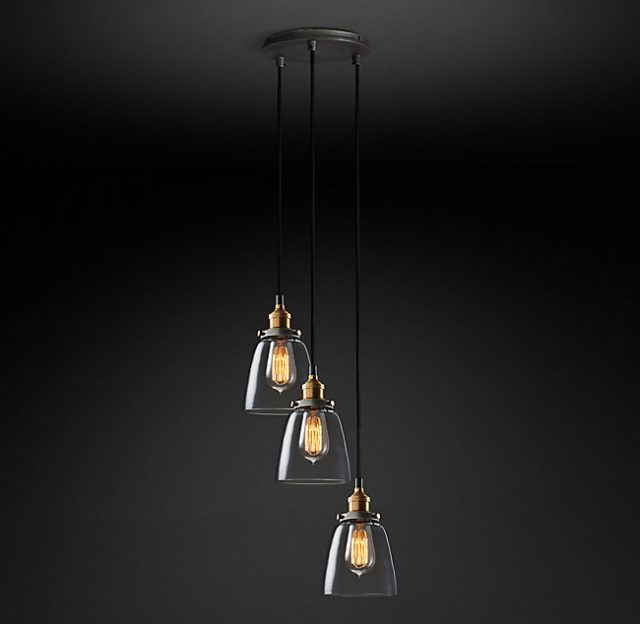 Подвесная люстра Restoration Hardware FACT CLEAR GLASS CLOCHE ROUND 20TH C. 68070519