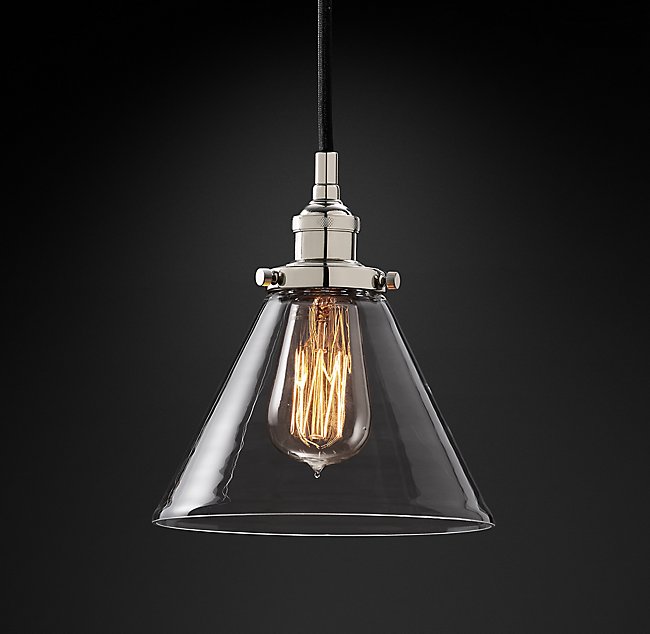 Подвесная люстра Restoration Hardware FACT FILAMENT CLEAR GLASS FUNNEL 20TH C. 68090988