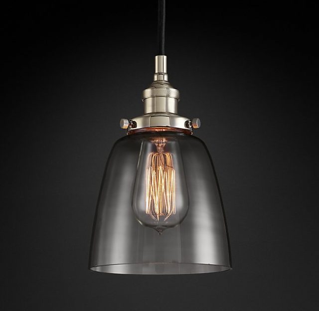 Подвесная люстра Restoration Hardware FACT FILAMENT SMOKE GLASS CLOCHE 20TH C. 68060383
