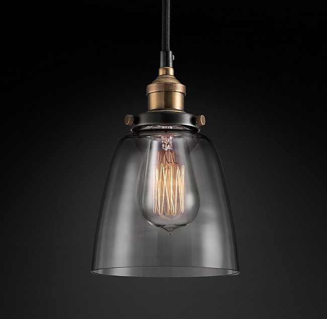 Подвесная люстра Restoration Hardware FACT FILAMENT SMOKE GLASS CLOCHE 20TH C. 68060383