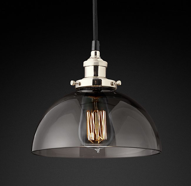 Подвесная люстра Restoration Hardware FACT FILAMENT SMOKE GLASS DOME 20TH C. 68060660