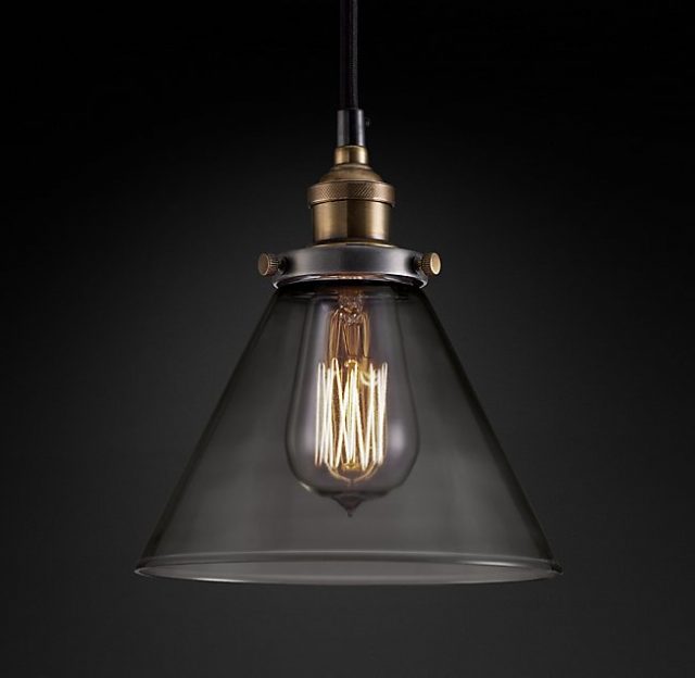 Подвесная люстра Restoration Hardware FACT FILAMENT SMOKE GLASS FUNNEL 20TH C. 68060384