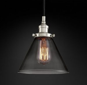 Подвесная люстра Restoration Hardware FACT FILAMENT SMOKE GLASS FUNNEL 20TH C. 68060384