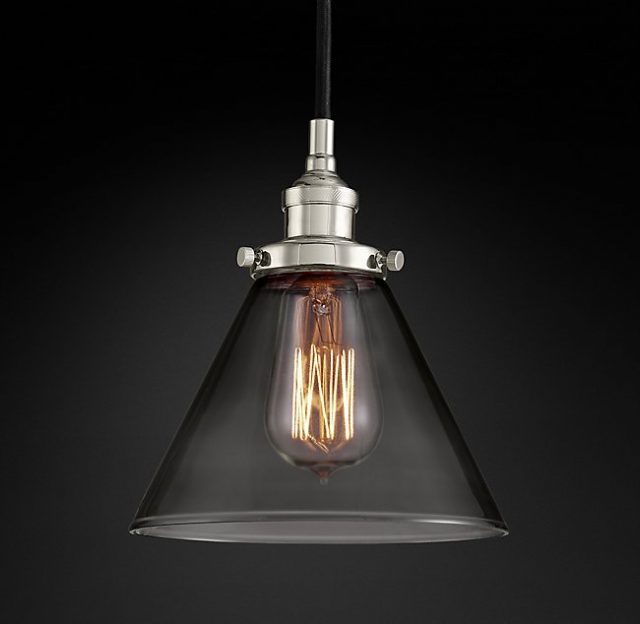 Подвесная люстра Restoration Hardware FACT FILAMENT SMOKE GLASS FUNNEL 20TH C. 68060384