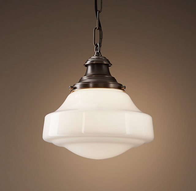 Подвесная люстра Restoration Hardware PARISIAN ARCHITECT MILK GLASS BRASSERIE 68290272