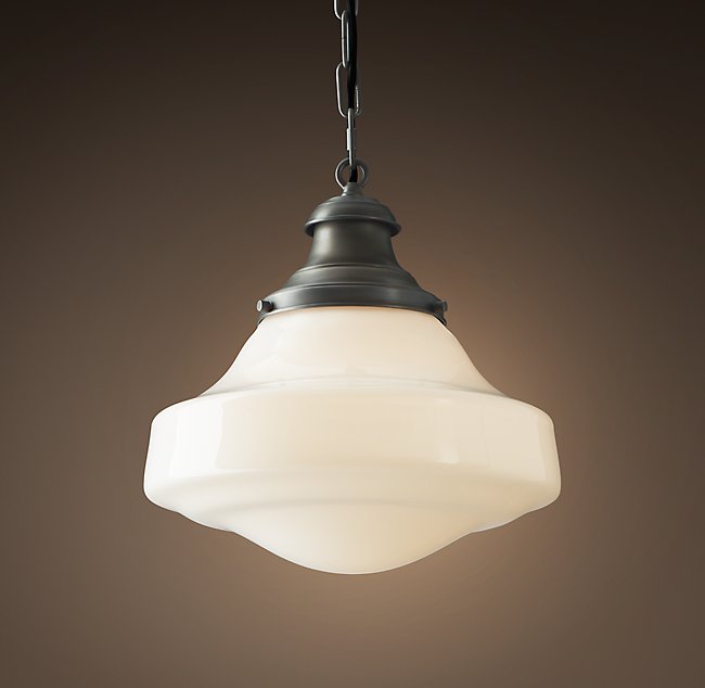 Подвесная люстра Restoration Hardware PARISIAN ARCHITECT MILK GLASS BRASSERIE 68290272
