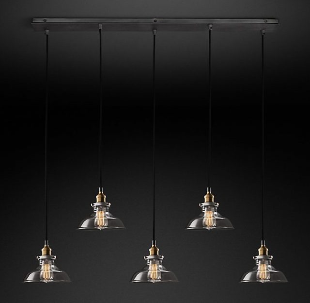 Подвесная люстра Restoration Hardware SMOKE GLASS BARN RECT 20TH C. 68070645