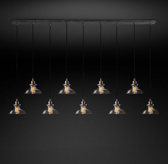 Подвесная люстра Restoration Hardware SMOKE GLASS BARN RECT 20TH C. 68070645