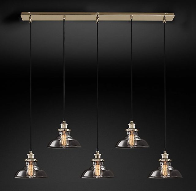Подвесная люстра Restoration Hardware SMOKE GLASS BARN RECT 20TH C. 68070645
