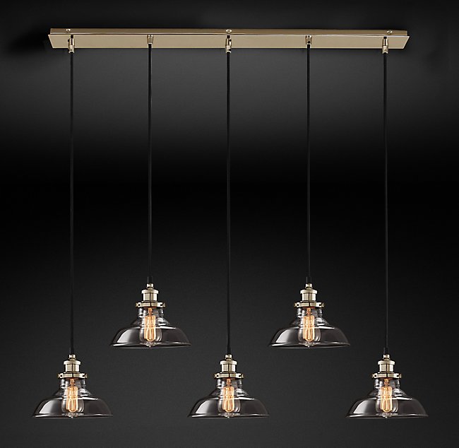 Подвесная люстра Restoration Hardware SMOKE GLASS BARN RECT 20TH C. 68070645