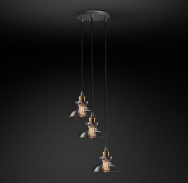 Подвесная люстра Restoration Hardware SMOKE GLASS BARN ROUND 20TH C. 68070513