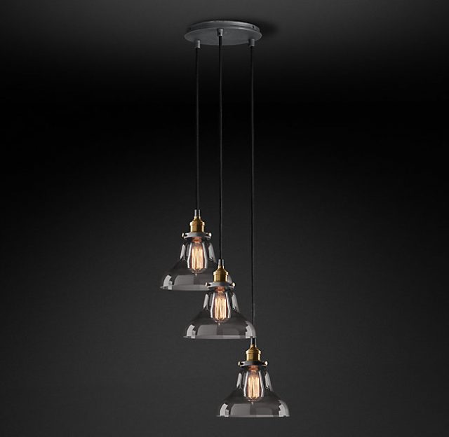 Подвесная люстра Restoration Hardware SMOKE GLASS BOULANGERIE ROUND 20TH C. 68070531
