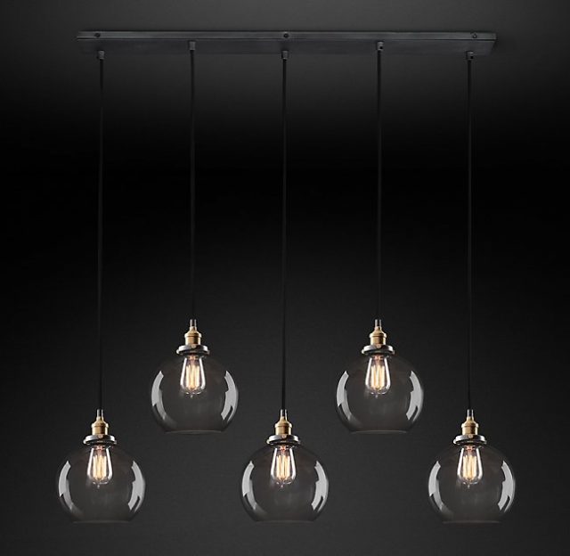 Подвесная люстра Restoration Hardware SMOKE GLASS CAFÉ RECT 68070669