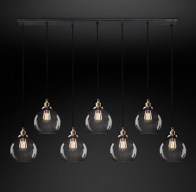 Подвесная люстра Restoration Hardware SMOKE GLASS CAFÉ RECT 68070669